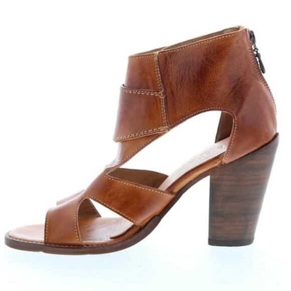 Bed Stu Ida Womens Brown Leather Hook and Loop Heeled Bootie Boots Size 6.5 Shoe - Picture 4 of 11